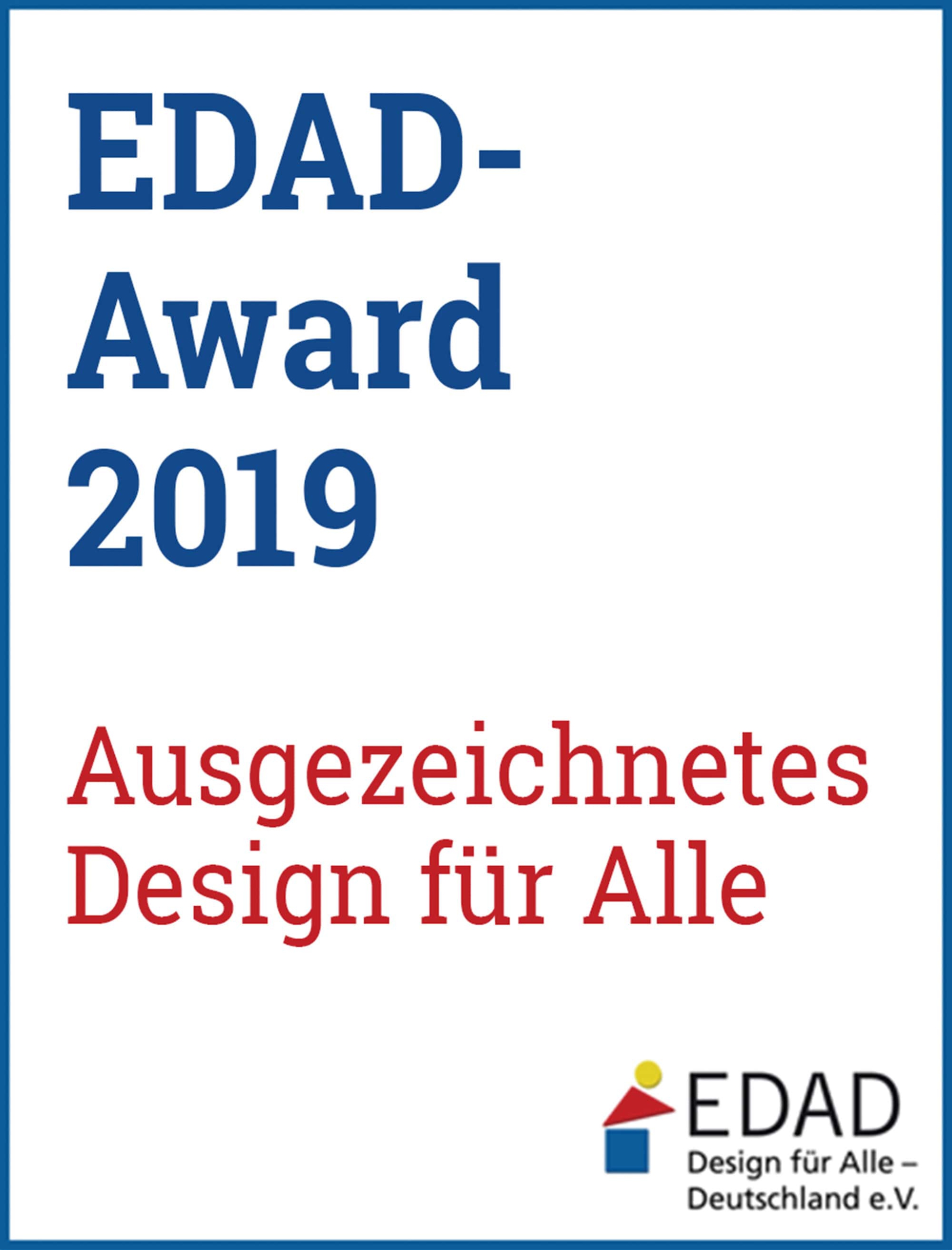 Logo: EDAD - Award 2019 Ausgezeichnetes Design für Alle